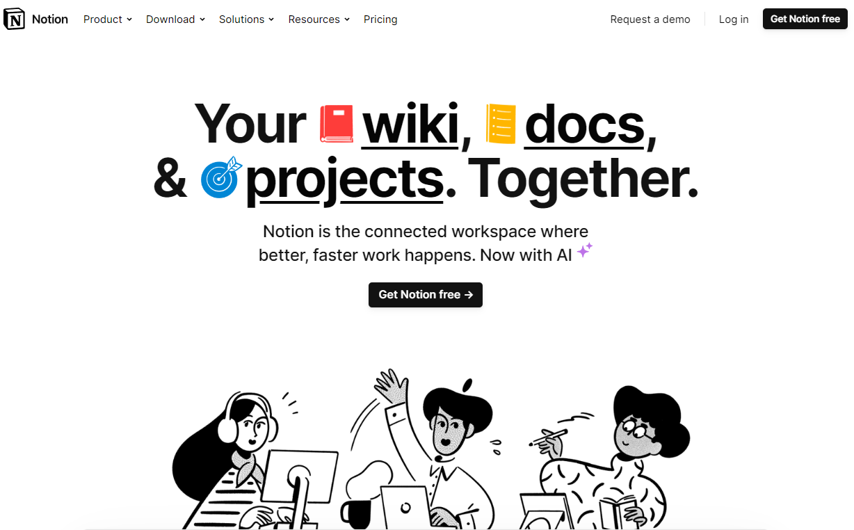 Your wiki, docs & projects. Together with Notion