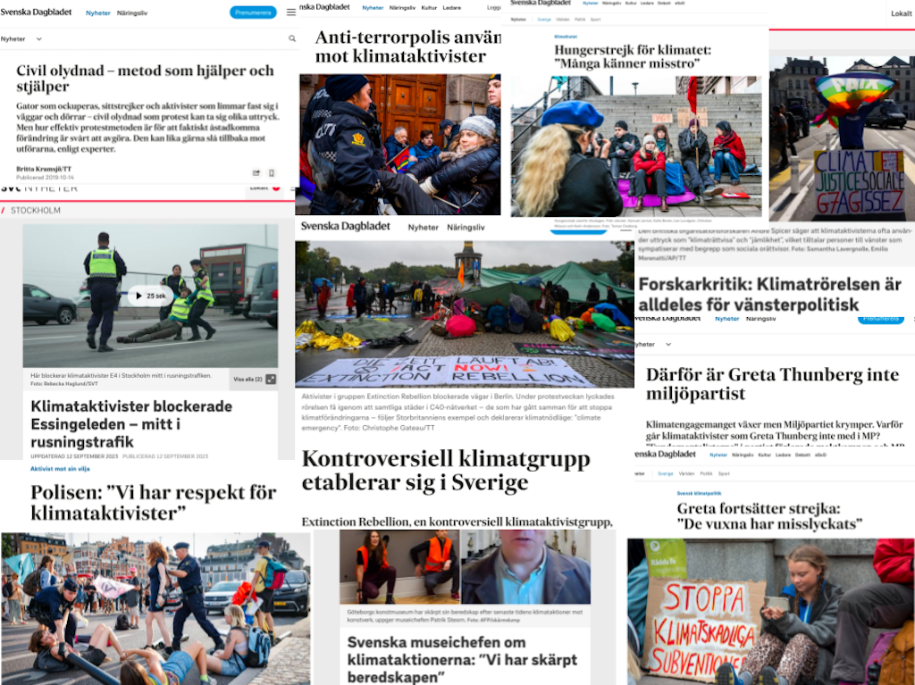 A patchwork of headlines from Svenska Dagbladet and Svenska Television, the two most important and popular newspapers in Sweden. 