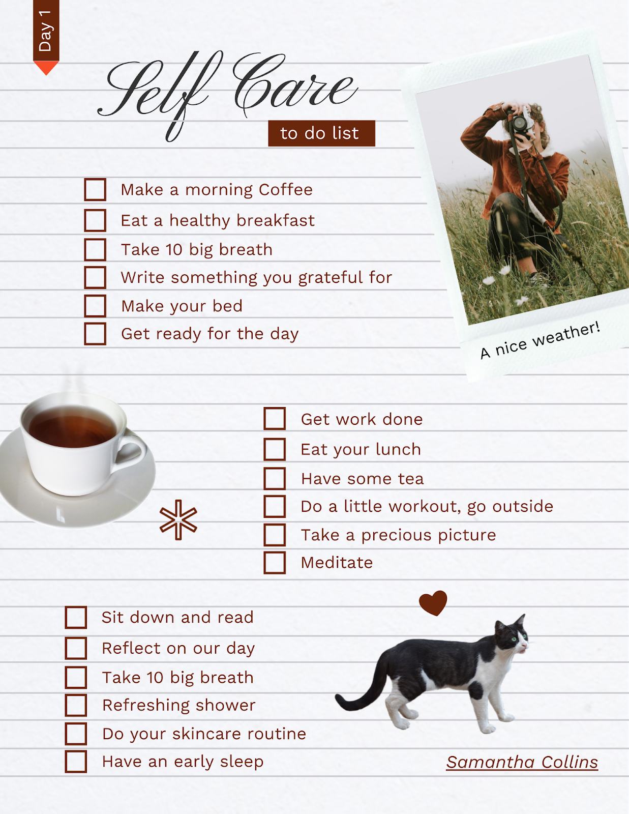 White Self Love To Do List Poster