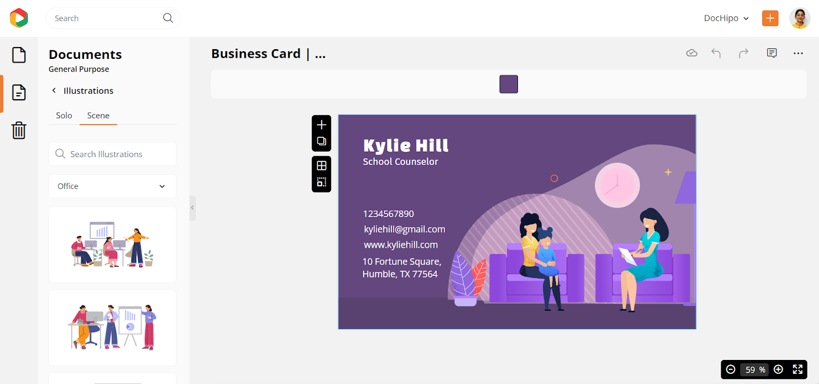 choose illustrations for a unique business card design