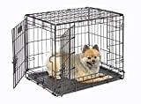 A dog in a cage

Description automatically generated