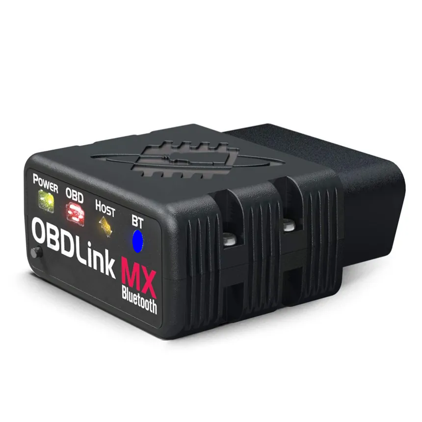 Product image showing a black adapter with the OBDLink MX Bluetooth product name on the front.
