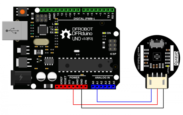 SEN0203 Heart Rate Monitor Sensor for Arduino Connection Diagram