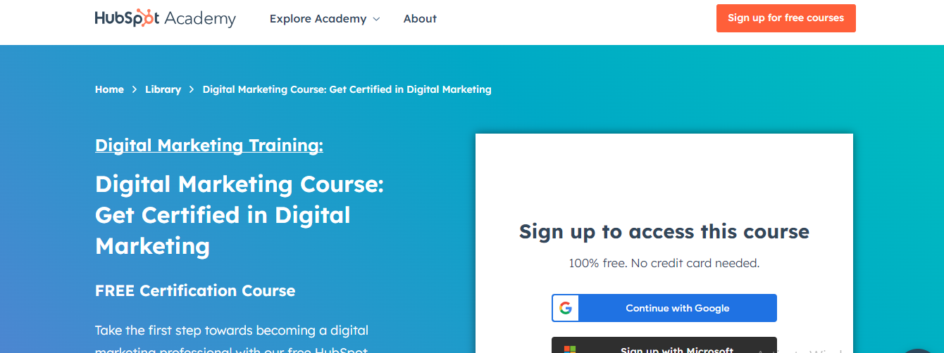 HubSpot is a digital marketing online course