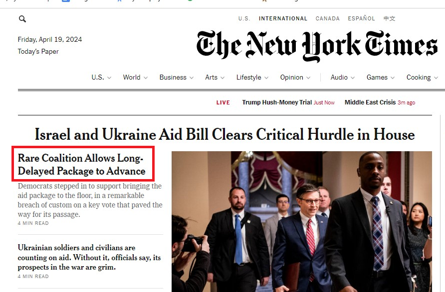 Front page of The New York Times showing a newspaper subheading