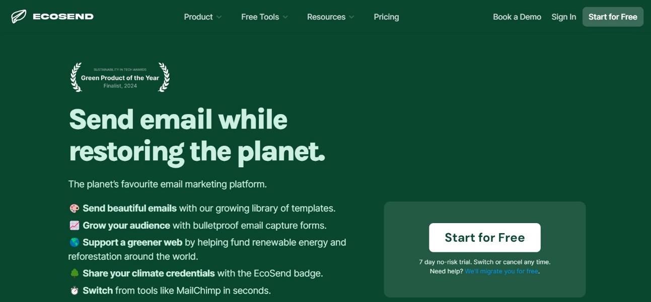 eco-friendly email platform EcoSend