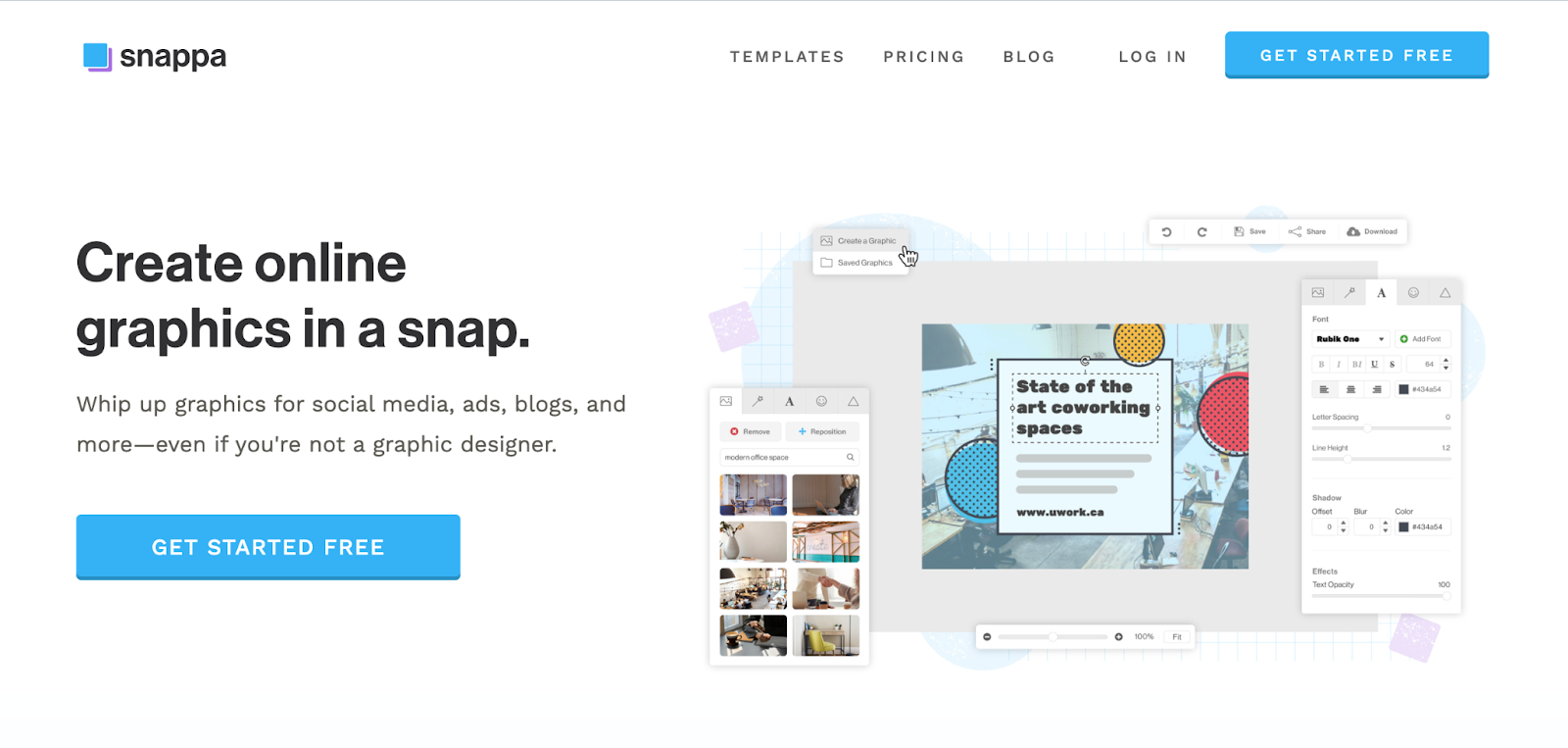 Snappa home page screenshot 