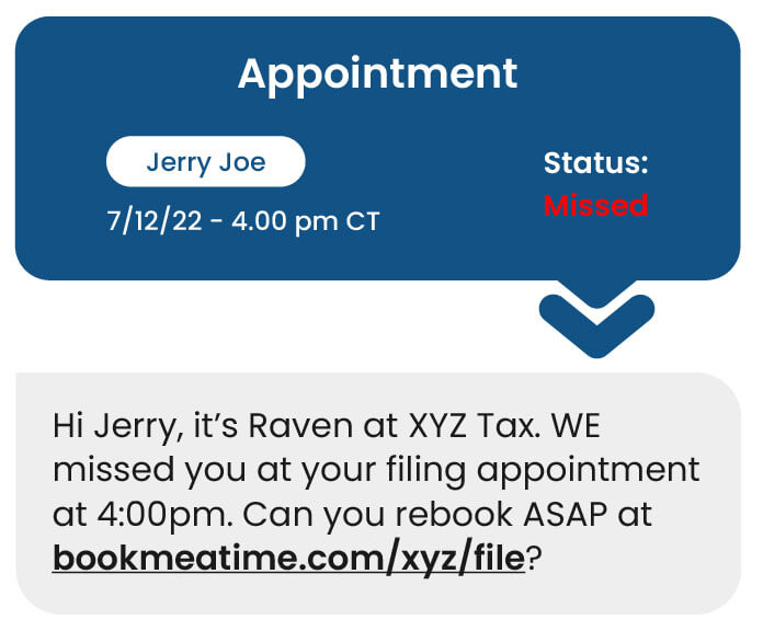 missed appointment text example