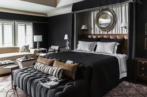 Two colour combinations for bedroom walls #24: Black and Brown