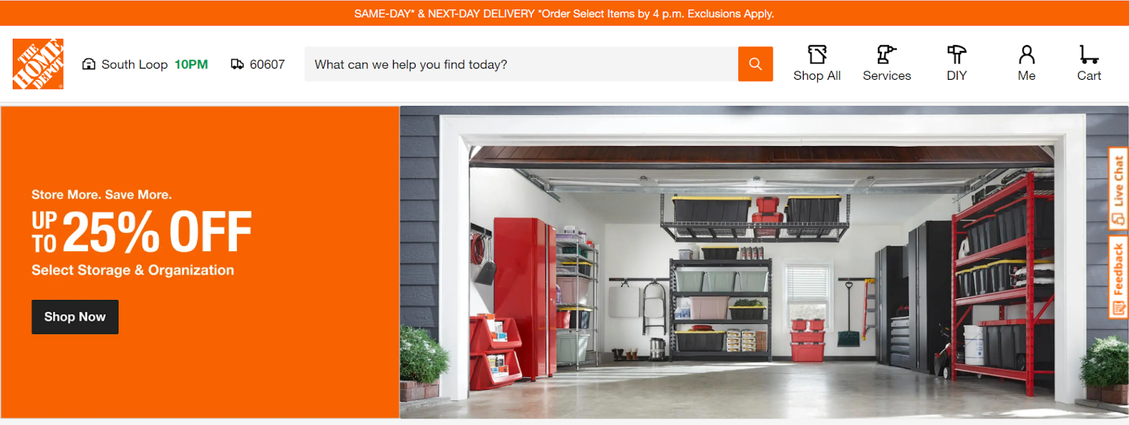 Home Depot home page