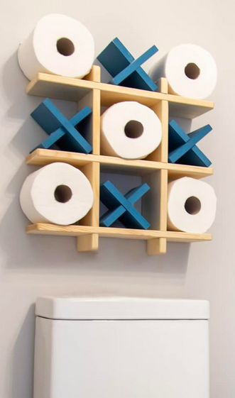 Toilet paper rolls on a shelf

Description automatically generated