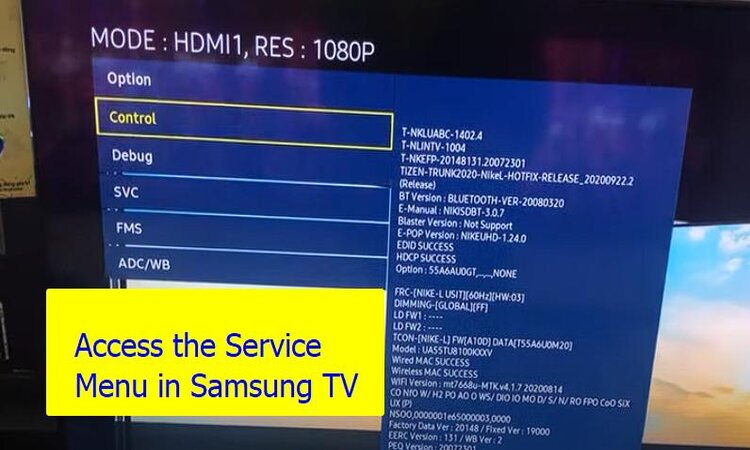 access the service menu of samsung tv