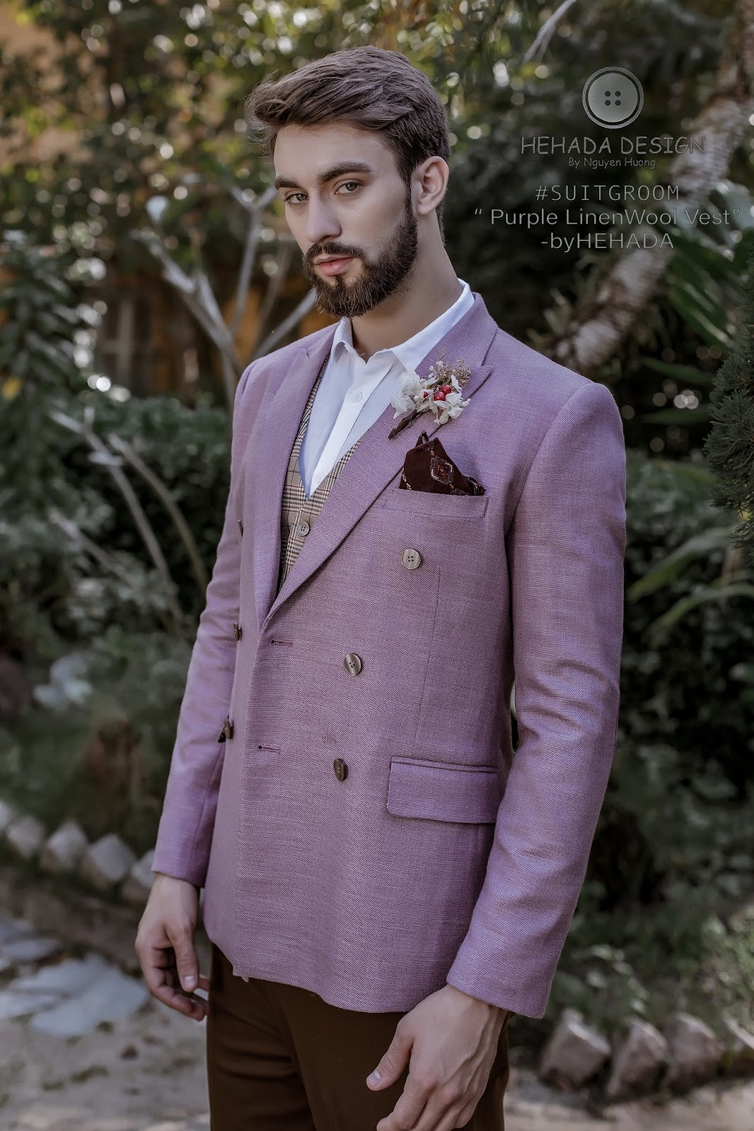 Form vest 6 nút Purple Line Wool