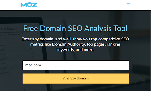 domain authority or page authority moz tool