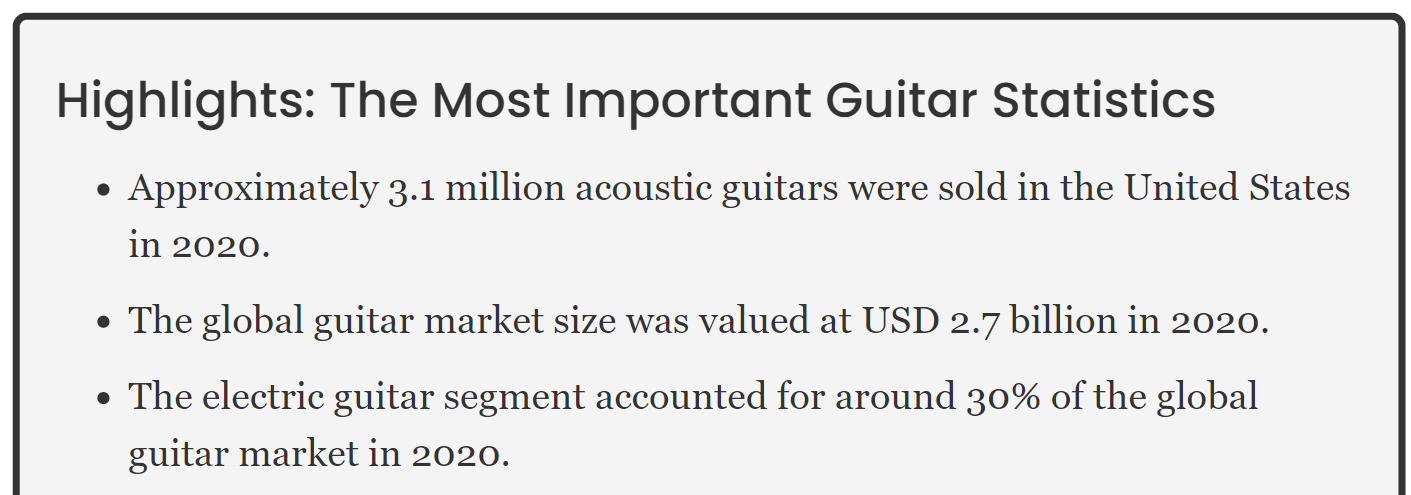 Guitar statistics