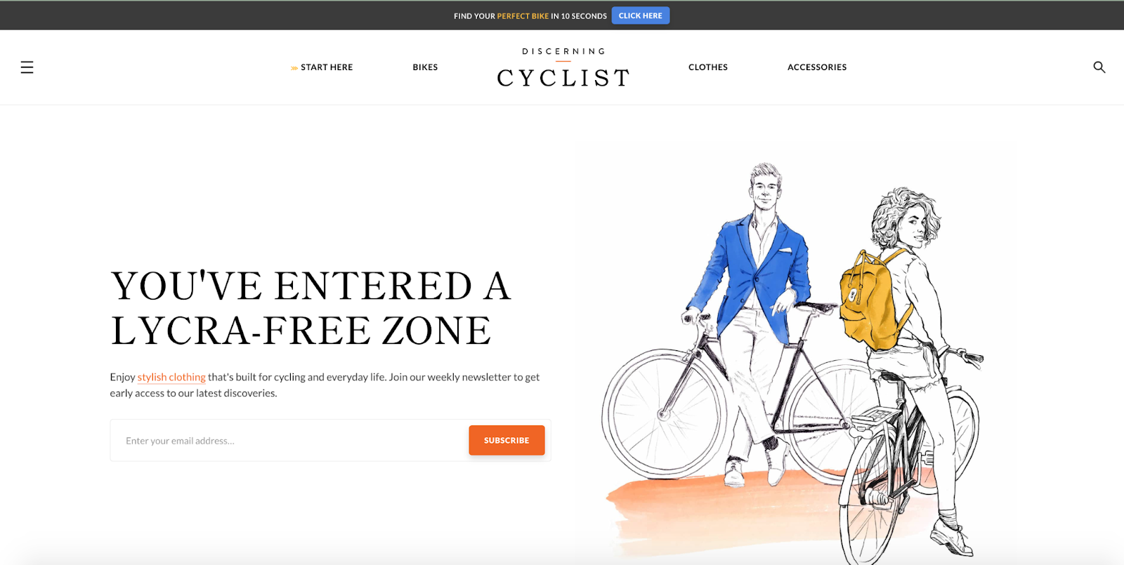 Niche website design example: Discerning Cyclist