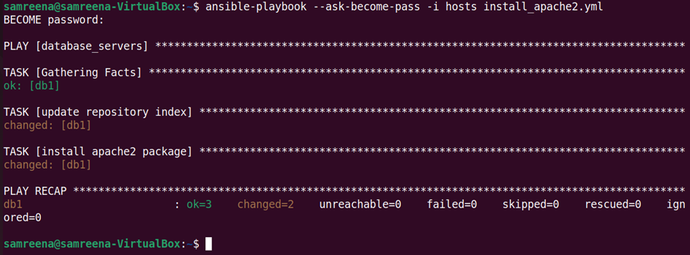 executing commands on remote servers with the ansible shell module