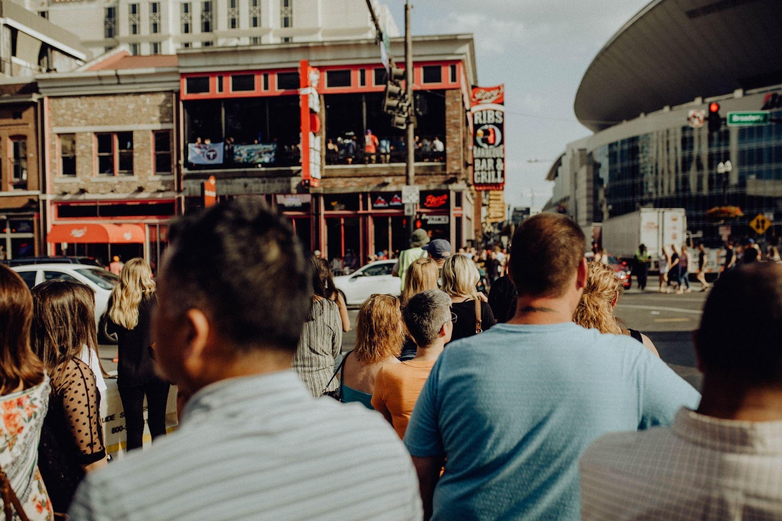 people walking in the downtown area of Nashville