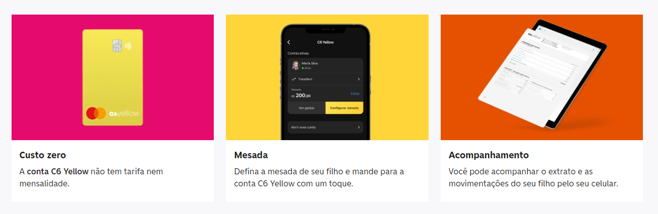 O que é e como funciona a C6 Yellow: conta digital para menor de 18