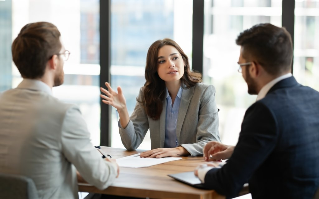 Girl in an office meeting