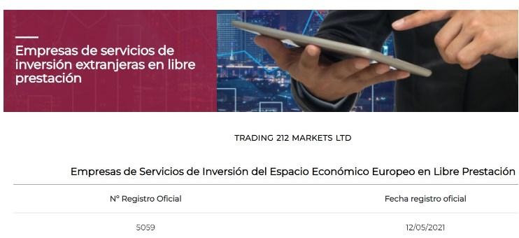 En España, Trading 212 está registrada en la CNMV