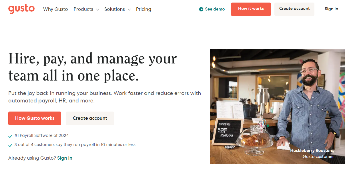 Gusto: Hire, pay and manage your team all in one place