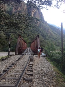 No, this is not Calais, Eurostar does not run here and these are not migrants. These are people who choose the cheaper option to visit Machu Picchu. Hidroelectrica to Aguas Calientes walk along the rail road