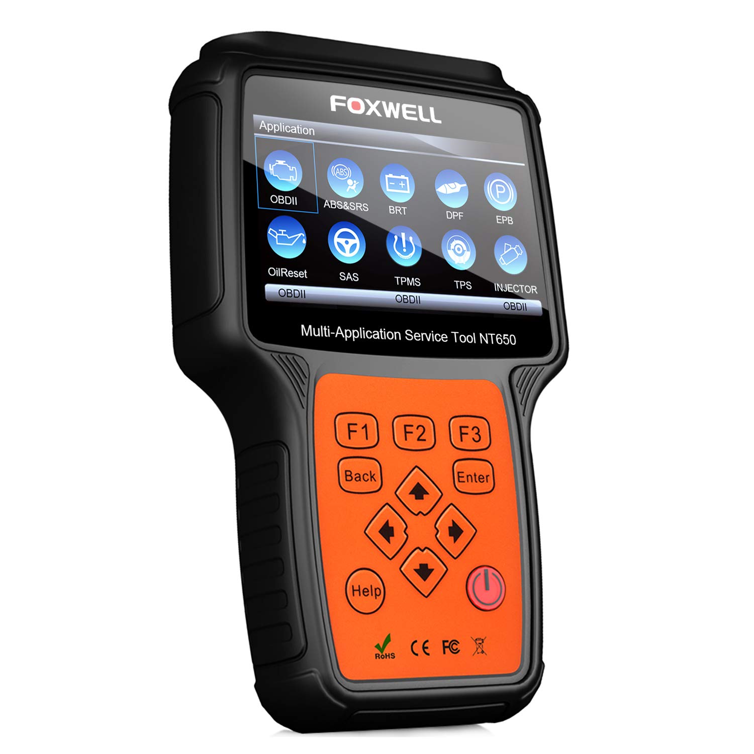 FOXWELL Leitor de código automotivo multi-aplicativo NT650 Scanner OBD2 ABS/Airbag/SAS/EPB/DPF/BRT/EPS/CVT/Ferramenta de digitalização de diagnóstico de serviço especial para carro