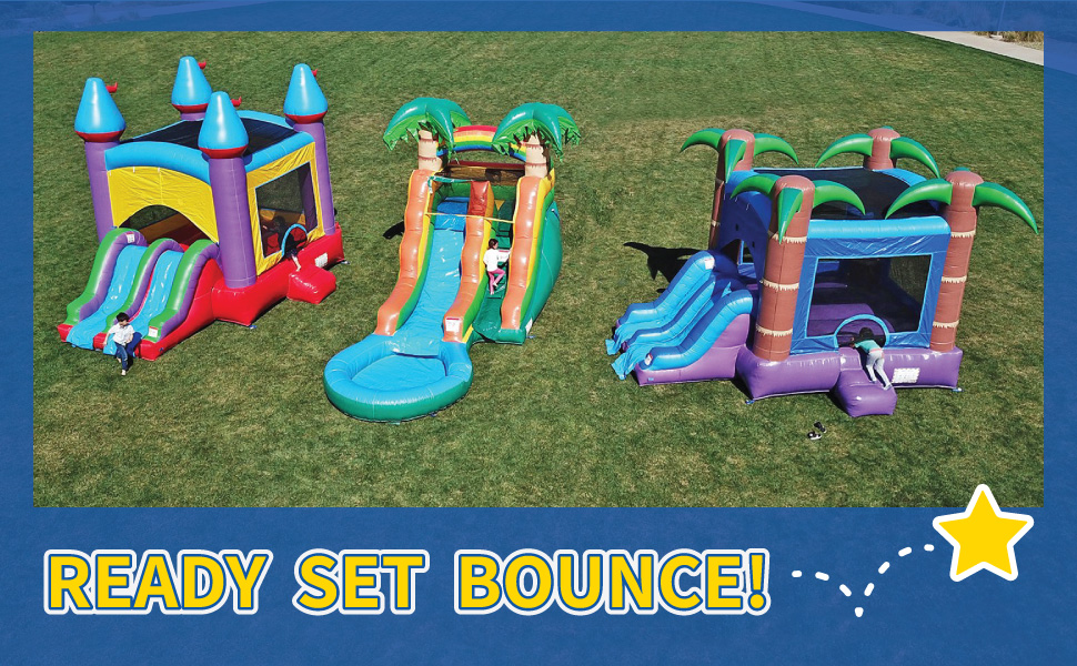 Hero Kiddo Ready Set Bounce Inflatable Bounce Houses and Slides with Pool