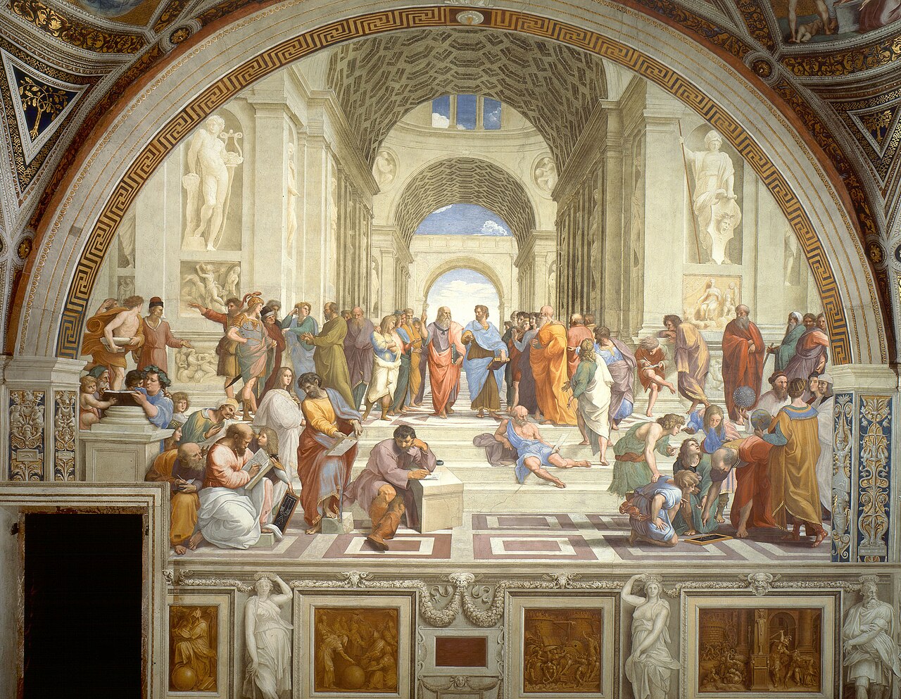 Raphael’s The School of Athens, 1509–1510, a fresco located in the Apostolic Palace in Vatican City