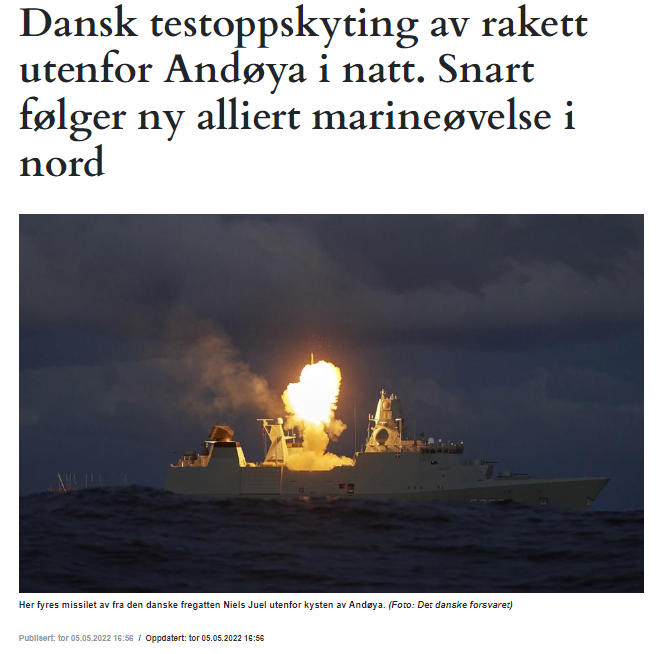 تقرير عن تجربة البحرية الدنماركية بإطلاق الصاروخ من سفينة حربية
