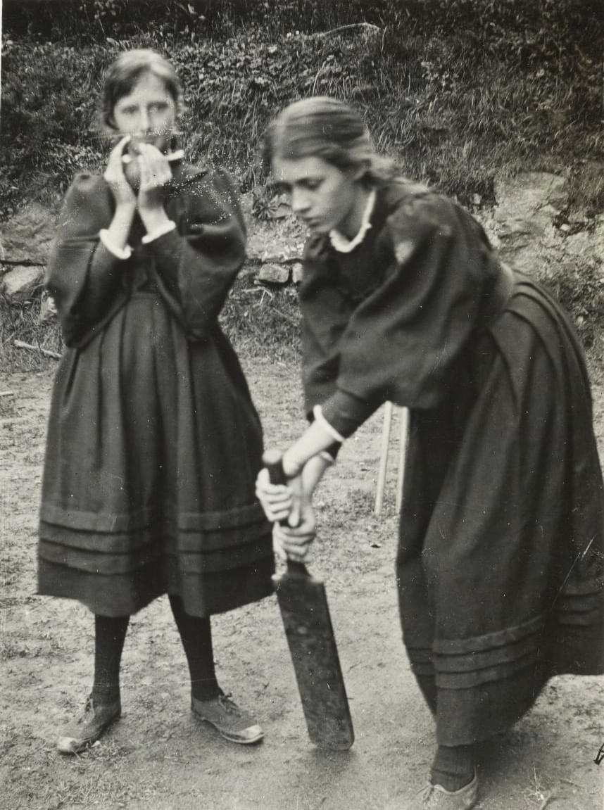 Virginia and Vanessa playing cricket, 1894