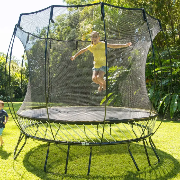 A springfree compact round trampoline for younger jumpers