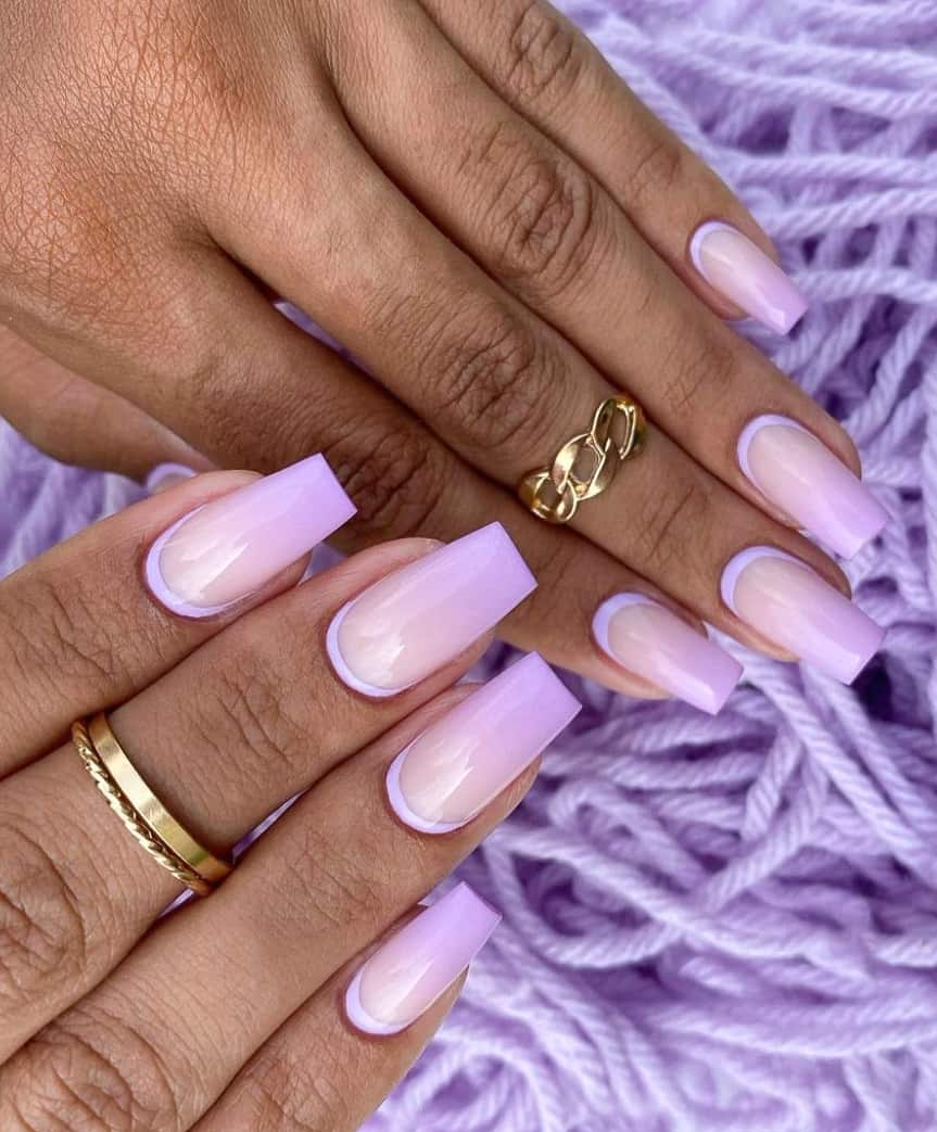 Lilac Ombre Nails w/ Reverse French Tips