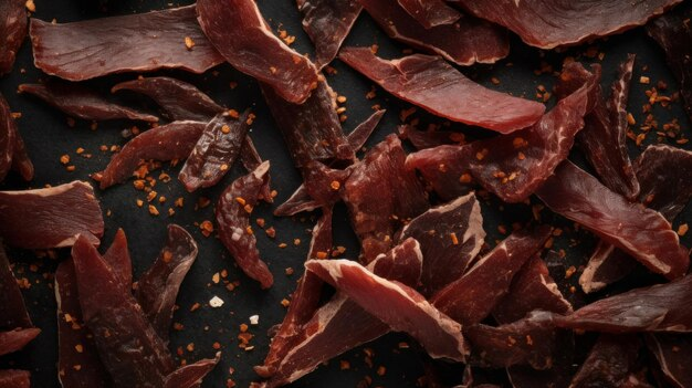 Photo delicious biltong meat product horizontal background
