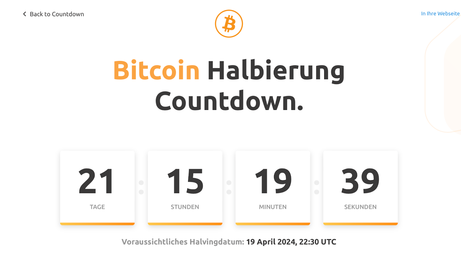 Countdown zur Bitcoin-Halbierung 