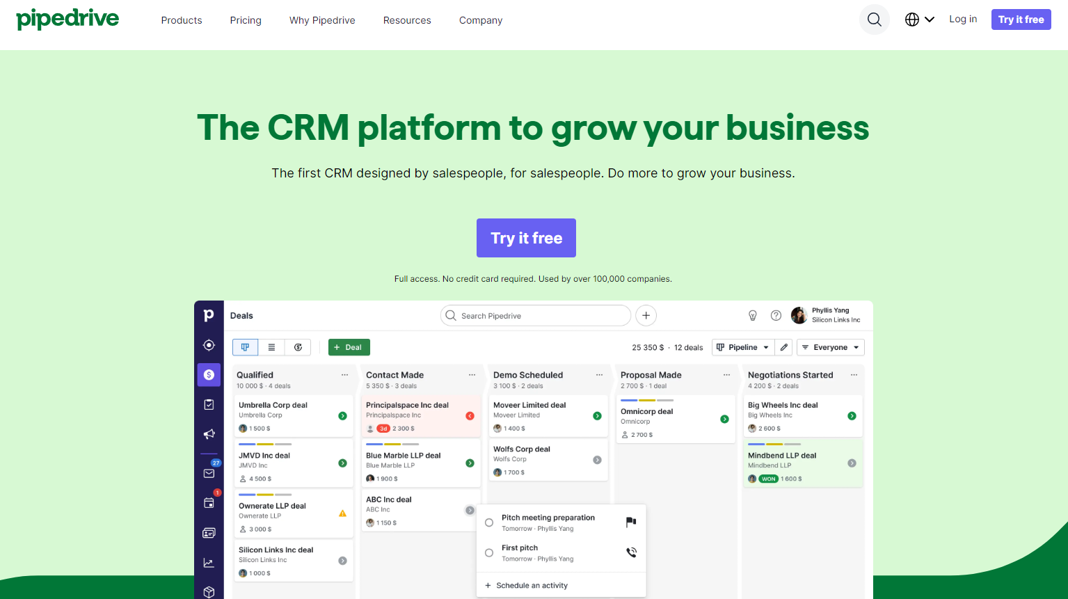 The CRM platform to grow your business with Pipedrive