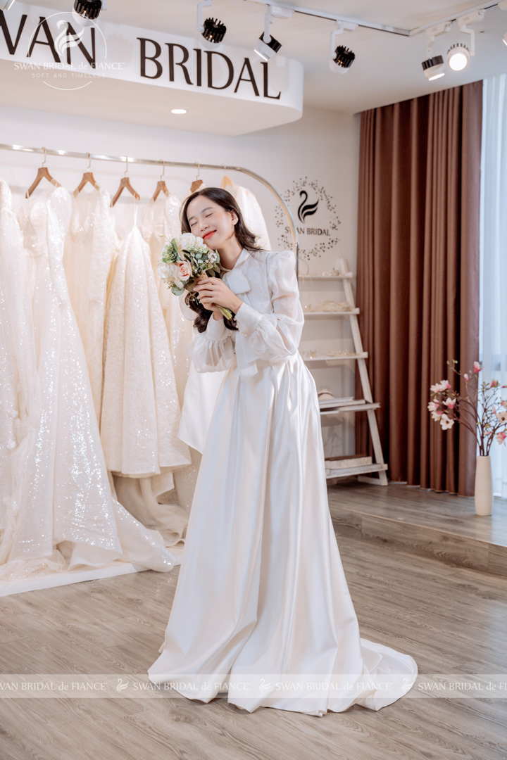 Váy cưới Hàn Quốc dáng chữ A