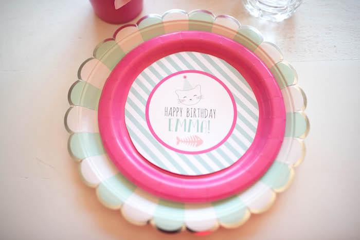 Plates + place setting from a Kitty Cat Birthday Party on Kara's Party Ideas | KarasPartyIdeas.com (15)