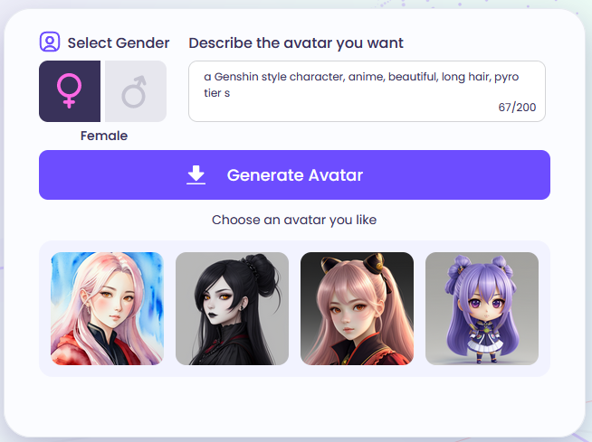 Random Genshin Character Through Avatar Generation Swap by Vidnoz AI Avatar Generator