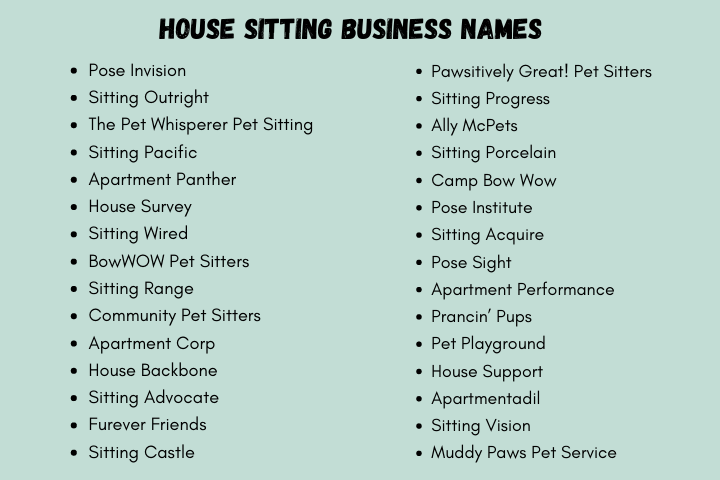 House Sitting Names