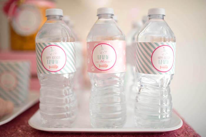 Water bottles from a Kitty Cat Birthday Party on Kara's Party Ideas | KarasPartyIdeas.com (28)