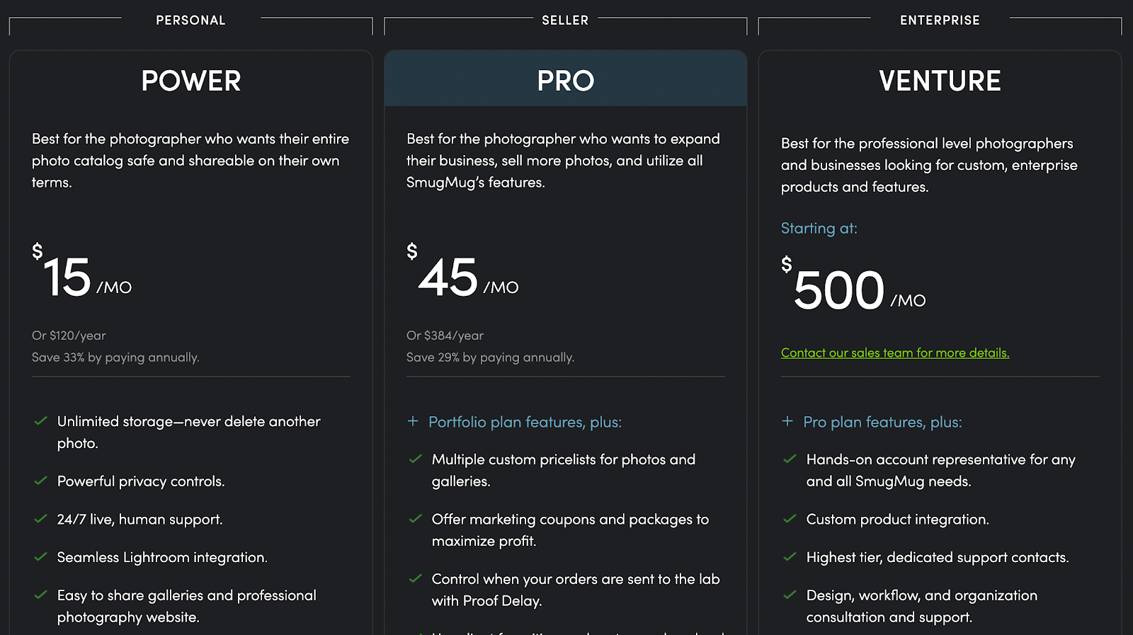 SmugMug pricing. 