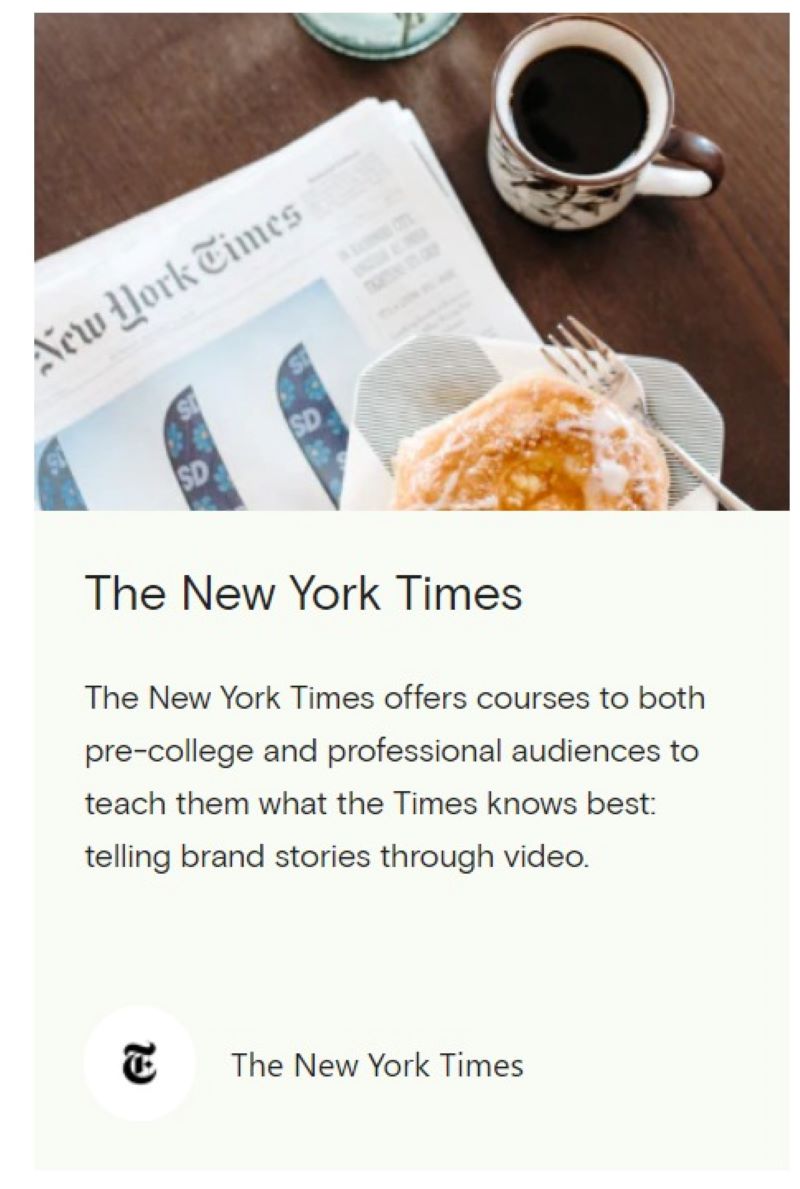 The New York Times' digital courses on Teachable. 