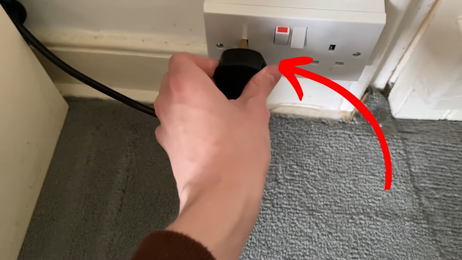 Unplug Power Cable Wall Outlet