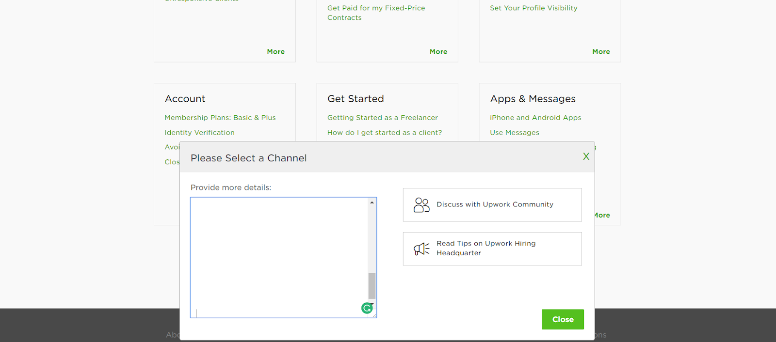 Customer Support for Upwork