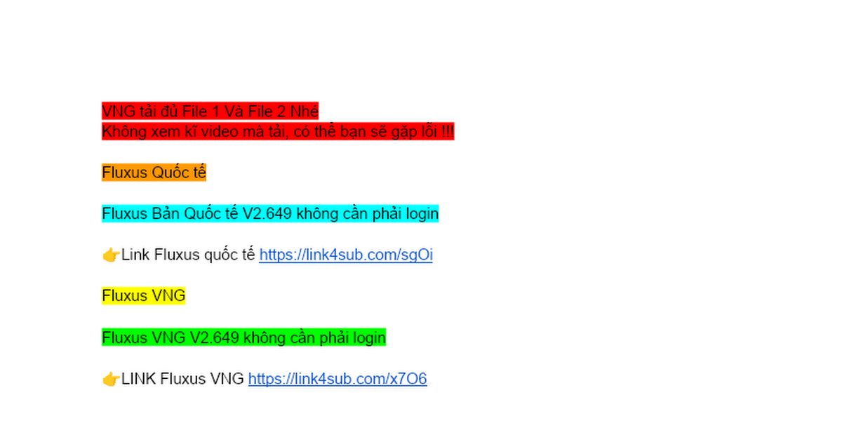 Ready go to ... https://docs.google.com/document/d/1yHSnx2I2Z2ki0xF3nTaAgDNVhwAZf4FJhar18TcSGCA/edit?usp=drivesdk<br/><br/> [ Tất cả Client Fluxus ]