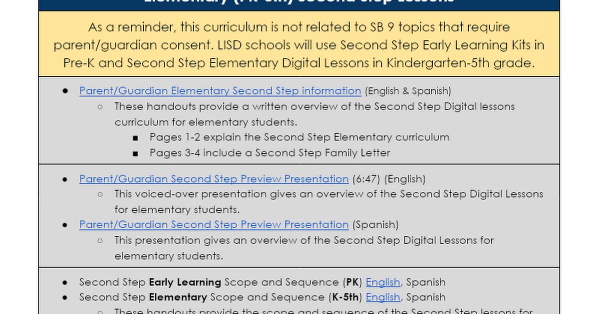 Second Step, ES, Preview