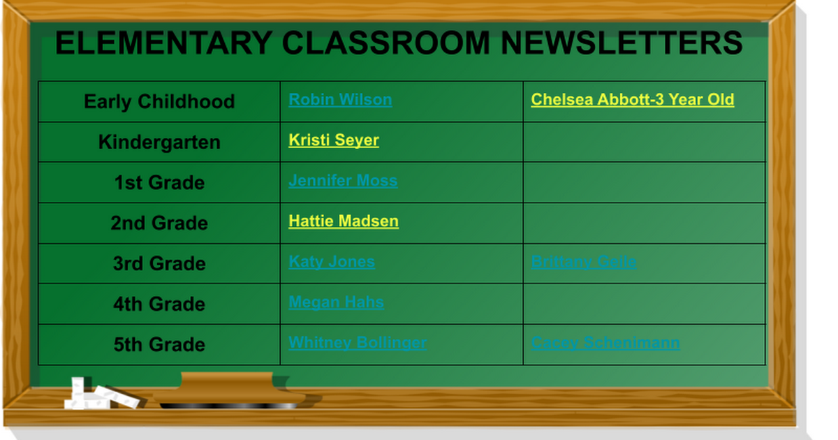 ELEMENTARY CLASSROOM NEWSLETTERS