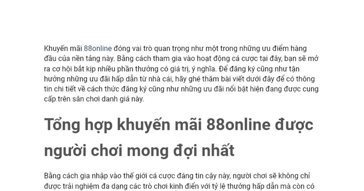 Tổng Hợp Những Chương Trình Khuyến Mãi 88online Tại Năm 2023